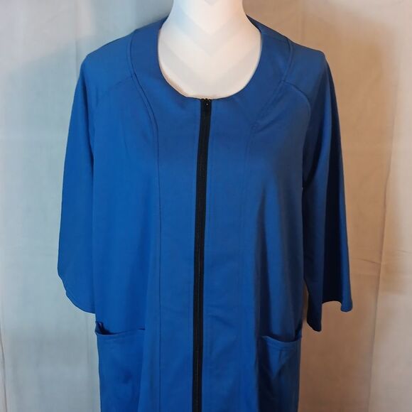 Blue Long Sleeve Full Zip Robe With Pockets - Picture 2 of 7